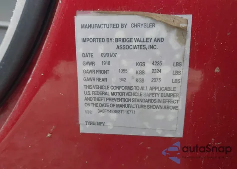 2008 Chrysler Pt Cruiser Lx z USA, uszkodzony, nr VIN 3A8FY48B58T116771